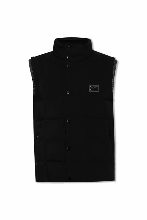 CZARNY Pikowana kamizelka z logo