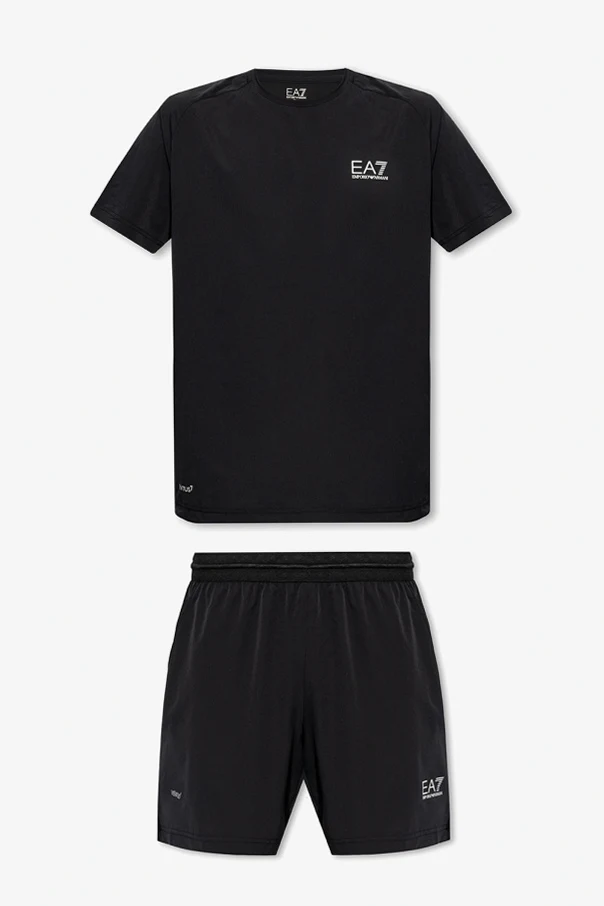 CZARNY Komplet treningowy: t-shirt i szorty