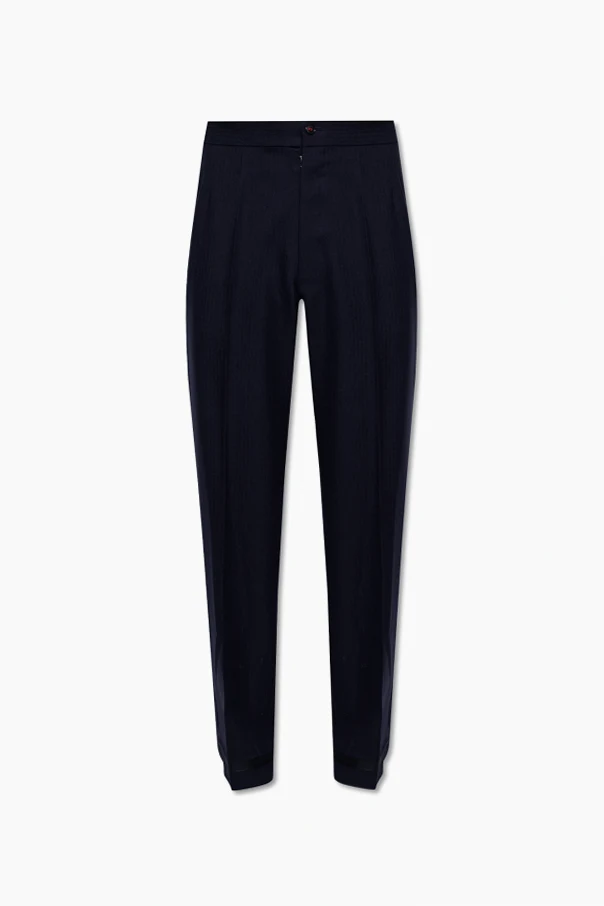 MARINEBLAU Wool pleat-front trousers