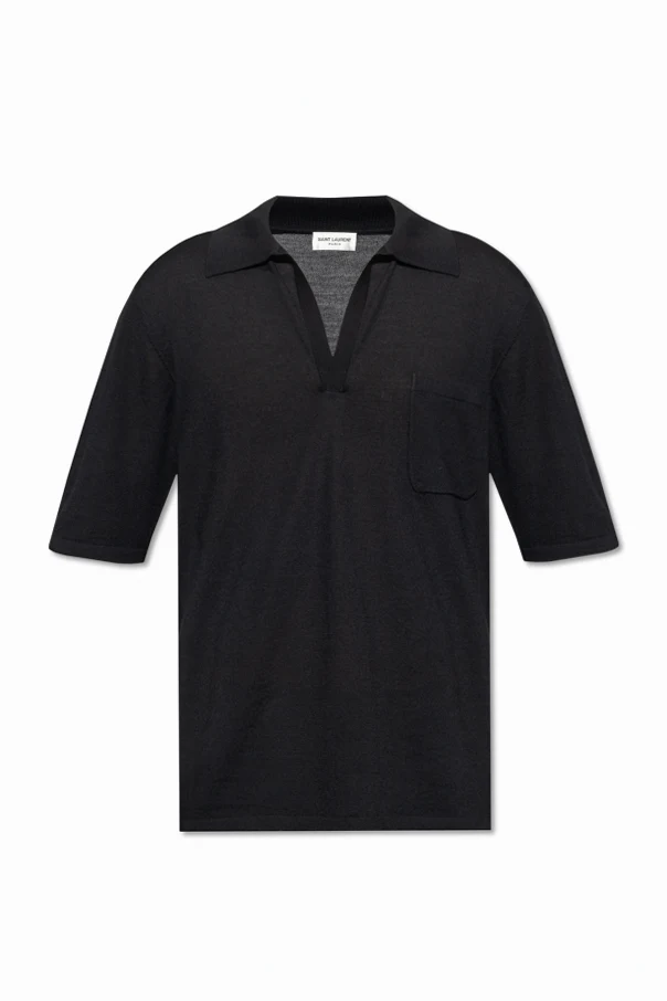 CZARNY Wełniane polo