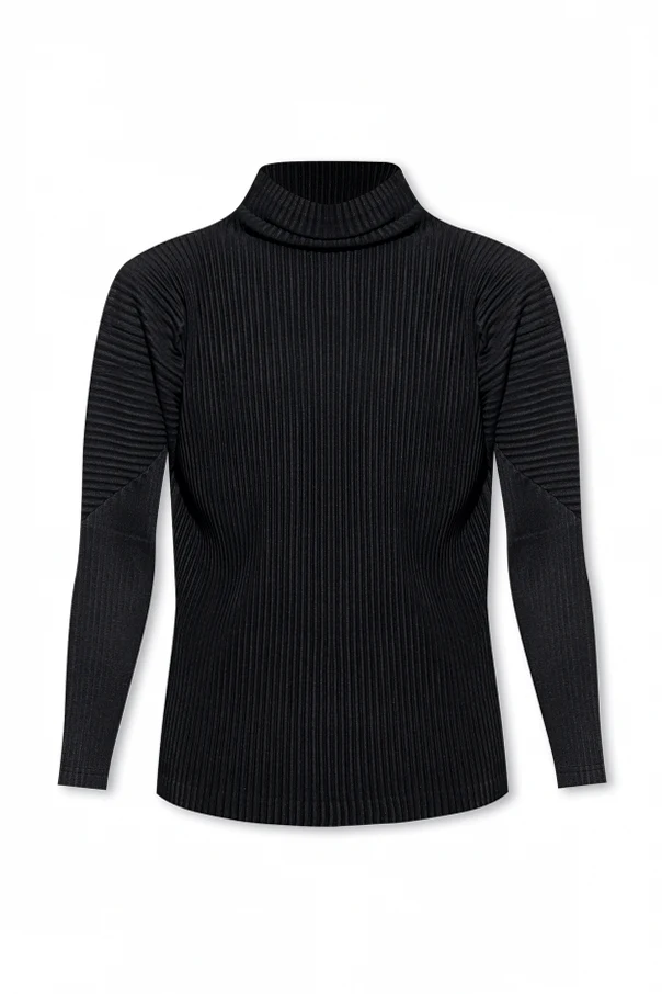 BLACK Pleated turtleneck sweater