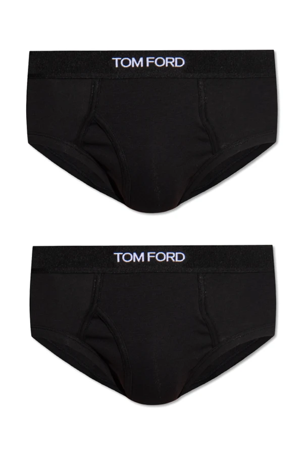 CZARNY Dwupak slipów z logo