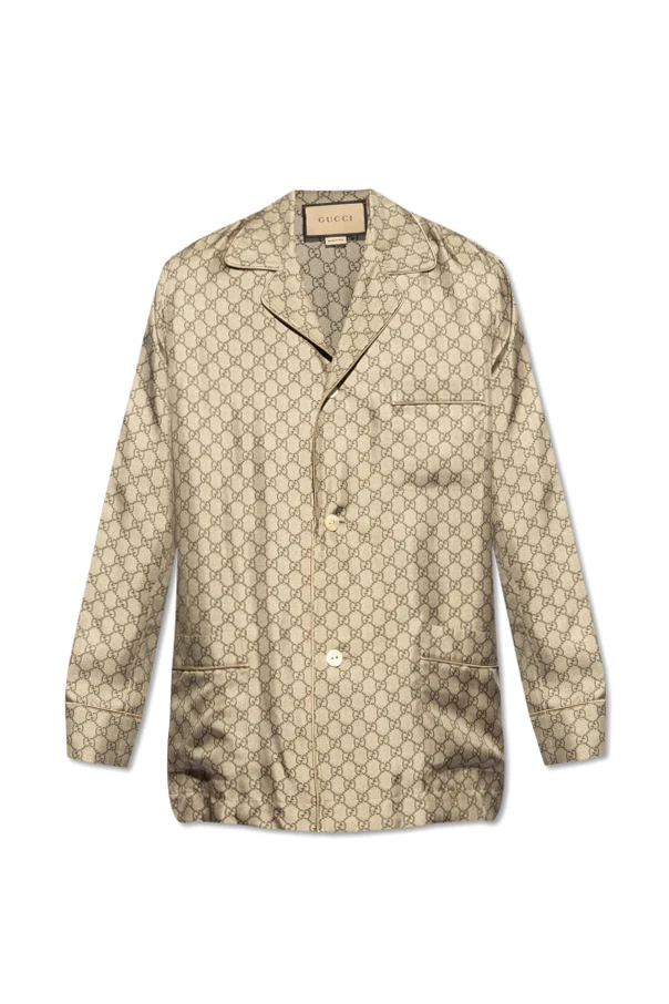 BEIGE Silk shirt with monogram