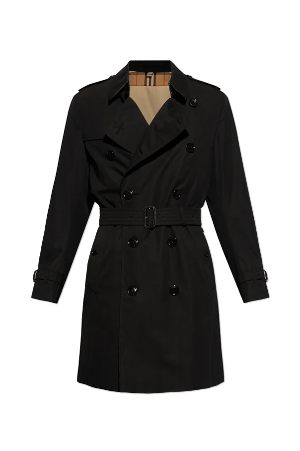 CZARNY Bawełniany trencz