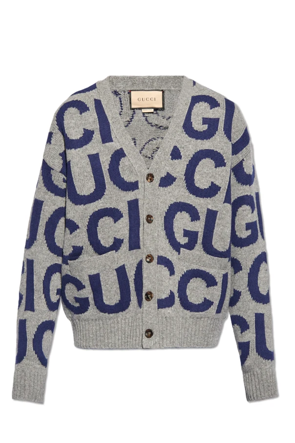 SZARY Wełniany kardigan