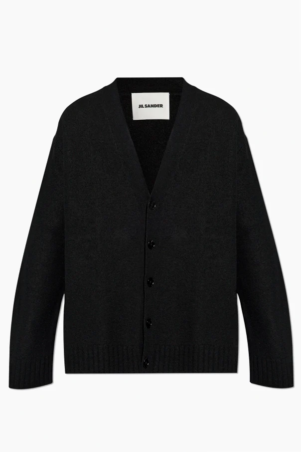 CZARNY Wełniany kardigan