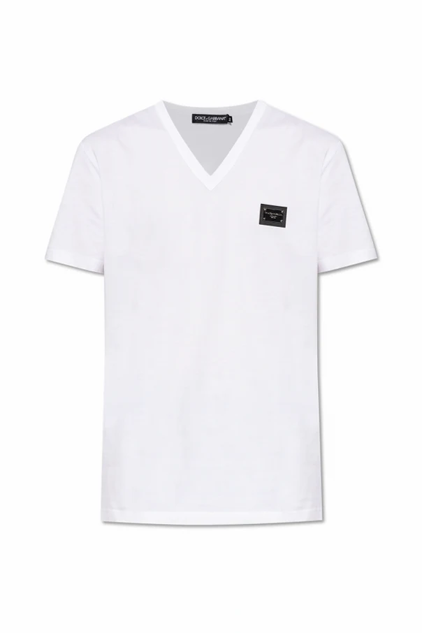 WHITE V-neck T-shirt
