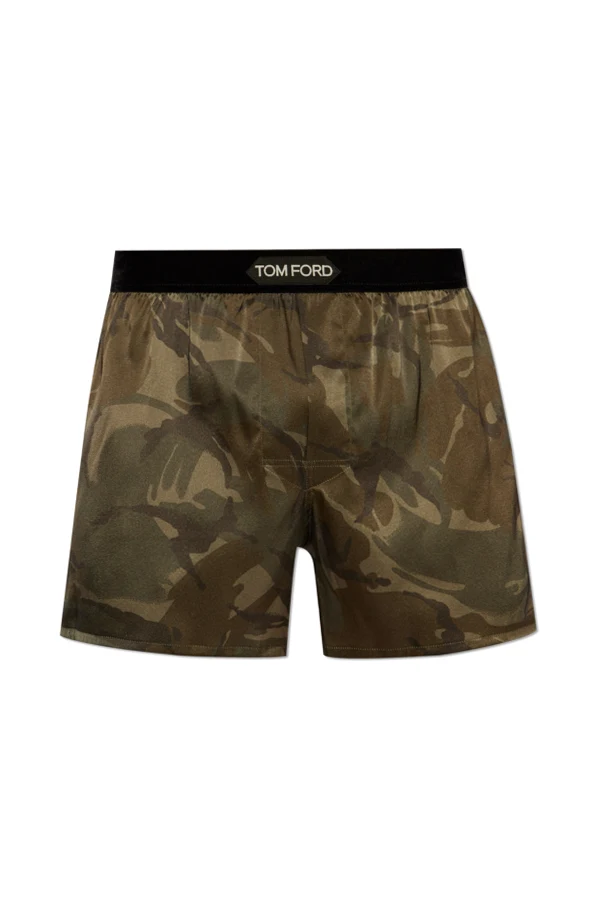 GREEN Satin boxers with logo