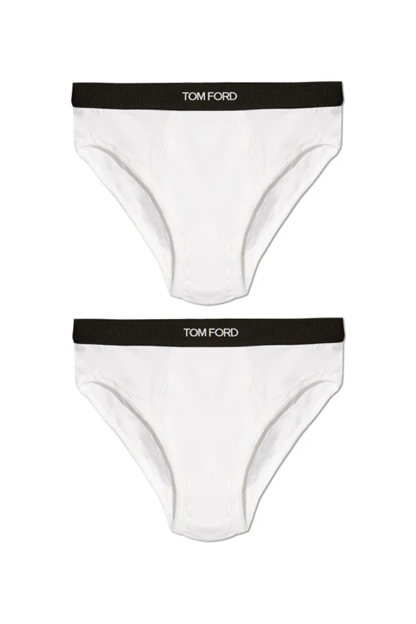 WHITE Two-pack of slip briefs with logo