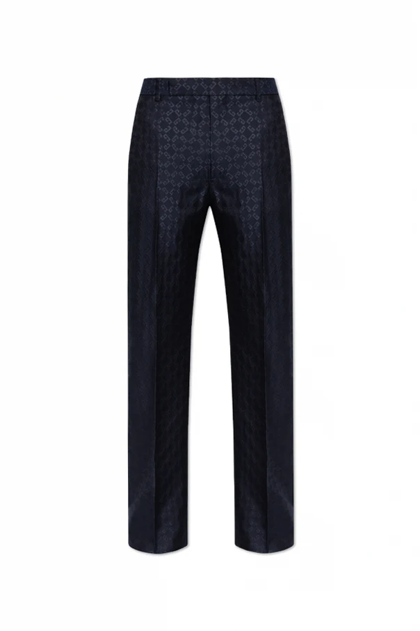 NAVY BLUE Wool Pants with Crease
