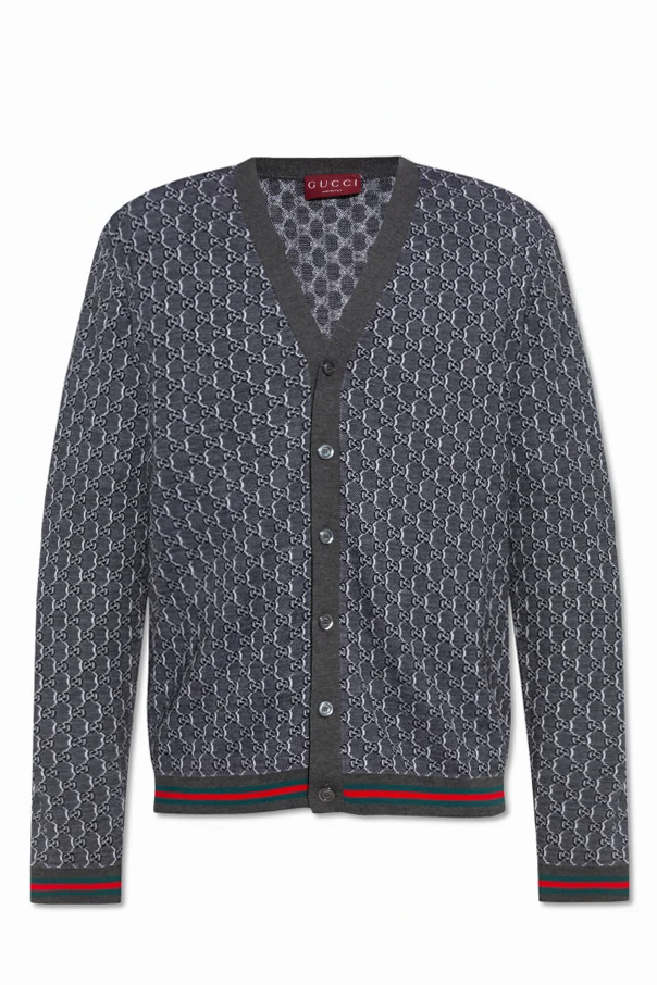 SZARY Kardigan ze wzorem `GG`