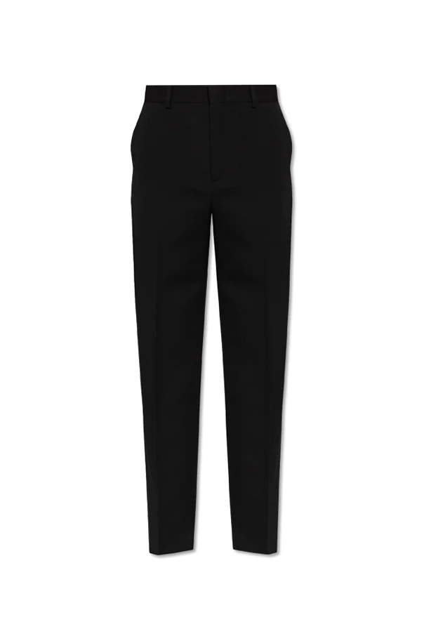 BLACK Wool trousers with a crease