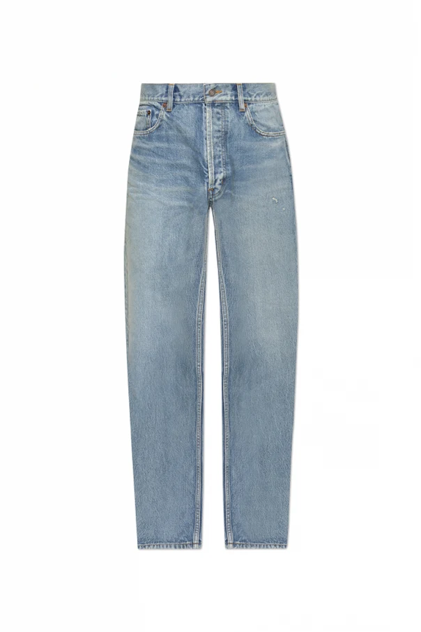 NIEBIESKI Jeansy z efektem `vintage`