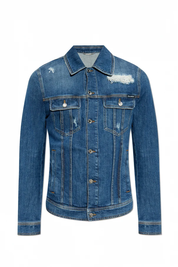 NIEBIESKI Jeansowa kurtka z efektem `vintage`