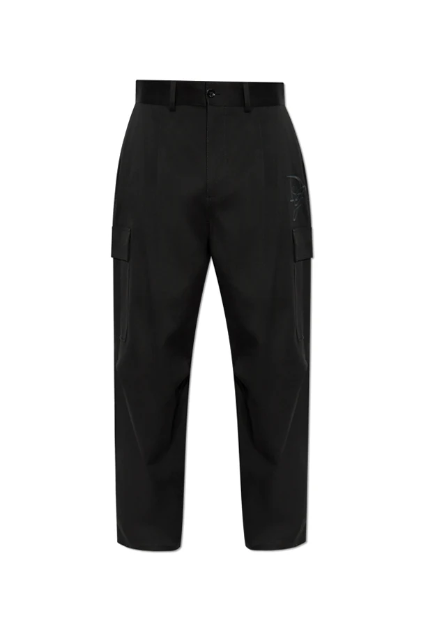 CZARNY Bawełniane spodnie typu `cargo`