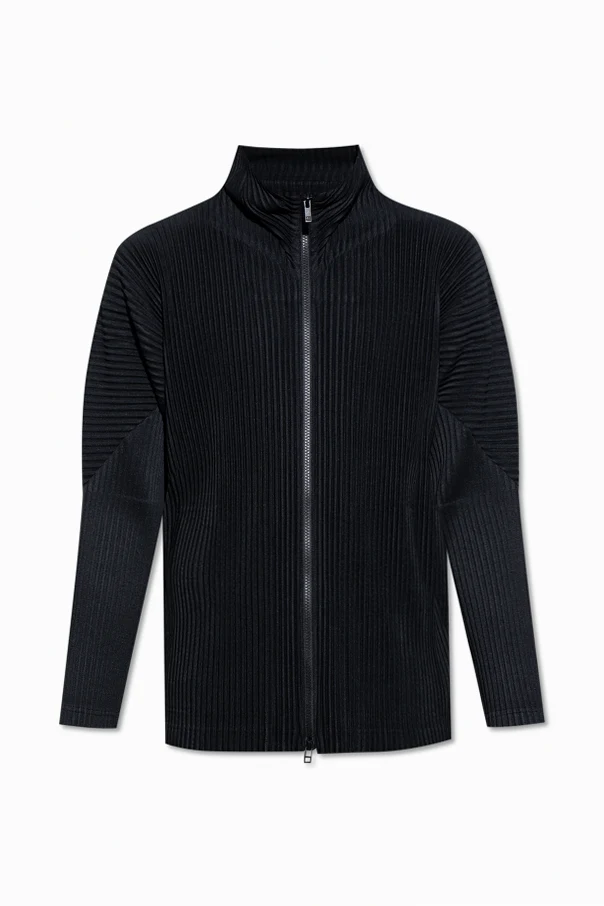 CZARNY Plisowana bluza zapinana na zamek