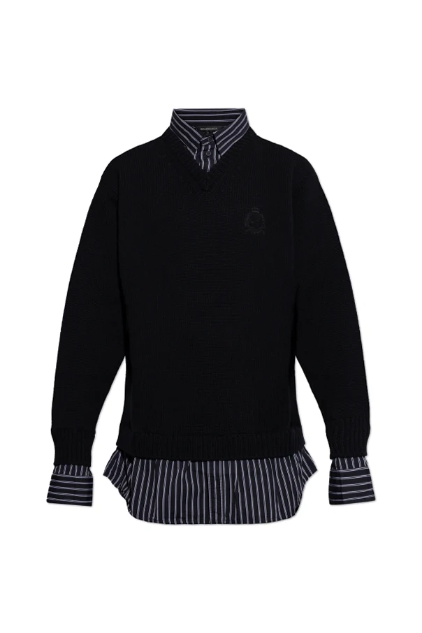 SCHWARZ Pullover mit V-Ausschnitt