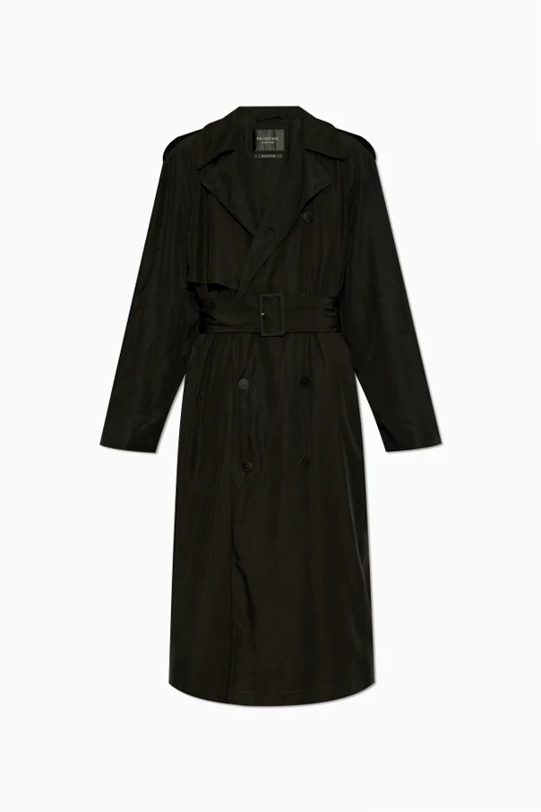 CZARNY Trencz z paskiem