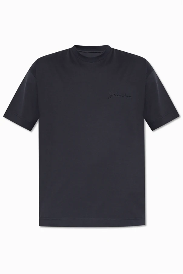 GRANATOWY T-shirt z okrągłym dekoltem