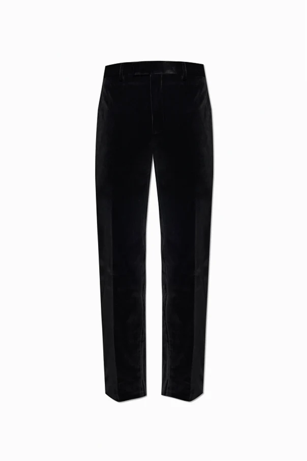 SCHWARZ Samt-Hose mit Streifen