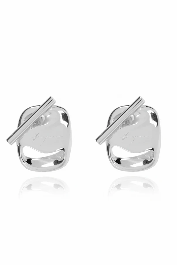 SILBER Silberne Ohrringe mit eingraviertem Logo
