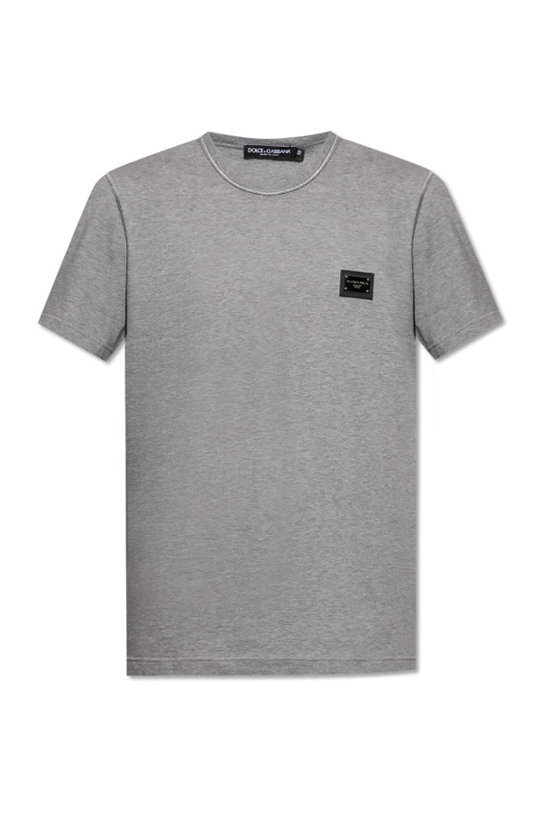 GREY T-shirt with logo appliqué