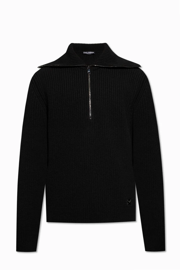 BLACK Wool sweater with wide collar