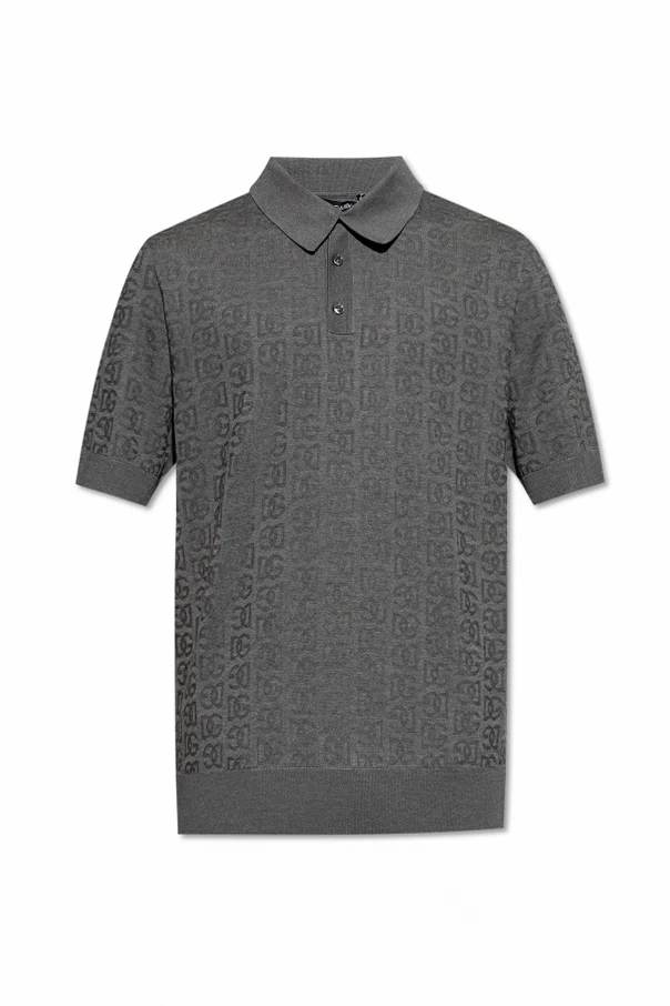 GREY Silk polo with monogram