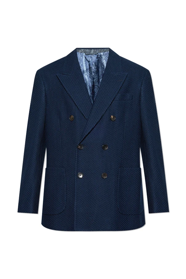MARINEBLAU Baumwollblazer mit geschlossenen Revers