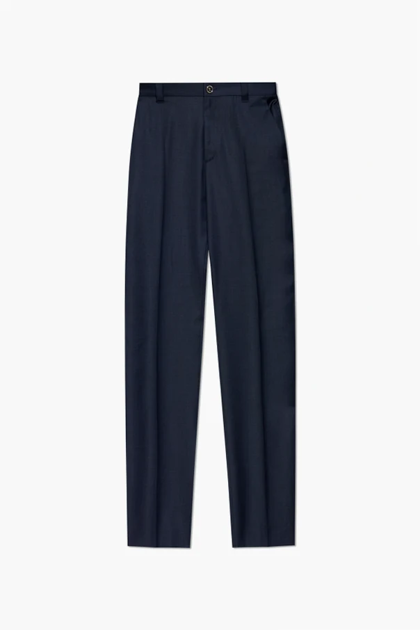 NAVY BLUE Wool pants with crease
