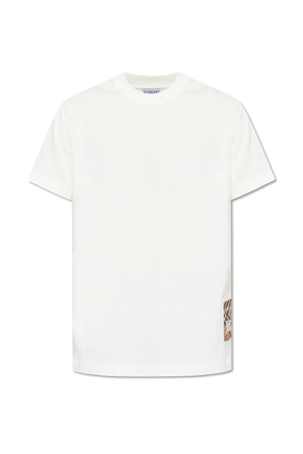 BIAŁY  T-shirt z naszywką z logo