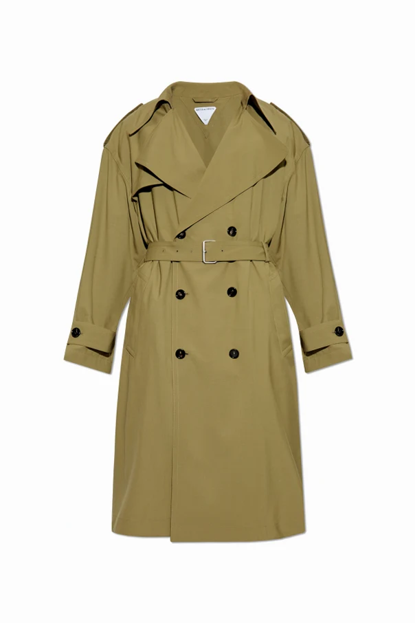 ZIELONY Wełniany trencz