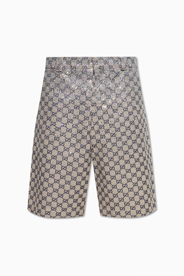 BEIGE Shorts mit glänzenden Applikationen
