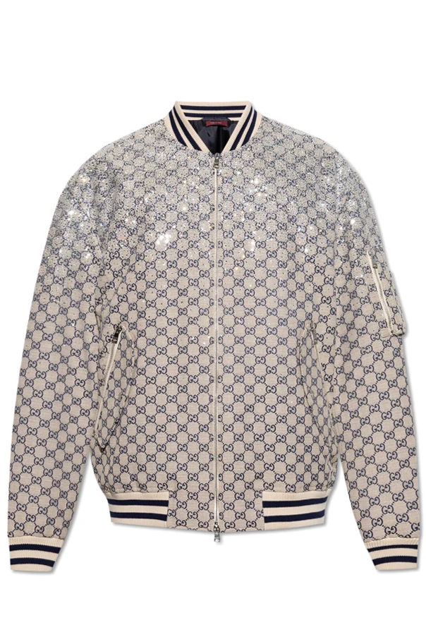 beżowy Ocieplana kurtka typu `bomber z połyskującymi aplikacjami