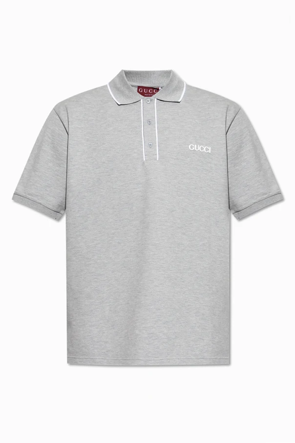 GRAU Polohemd mit gesticktem Logo