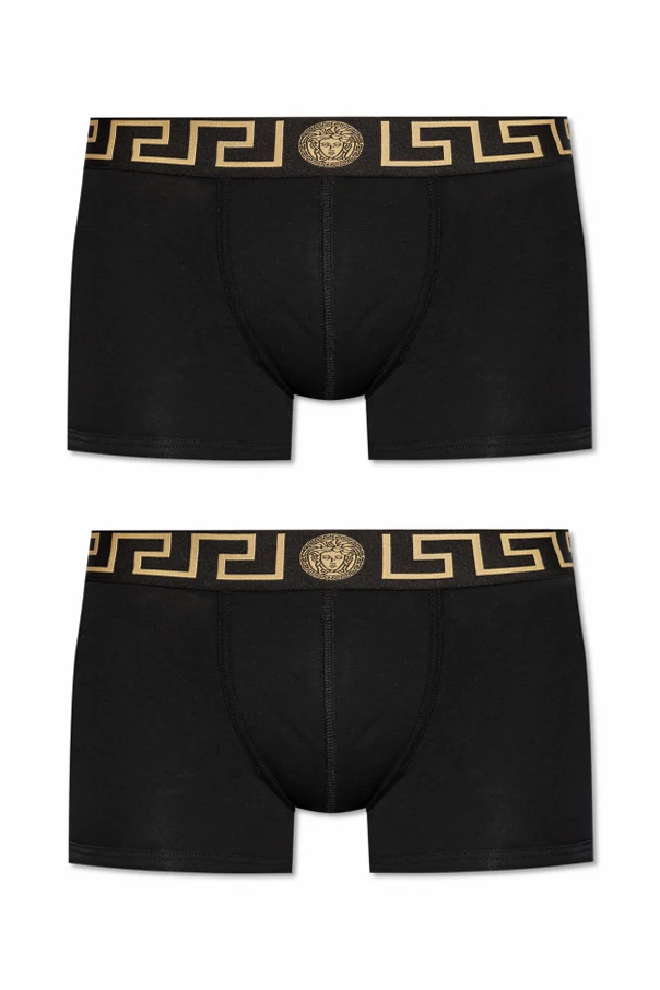 BLACK Two-pack of boxers with logo