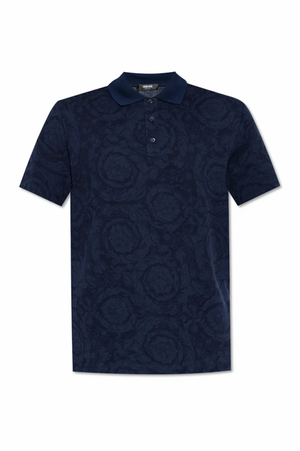 NAVY BLUE Polo with Vbarocco pattern