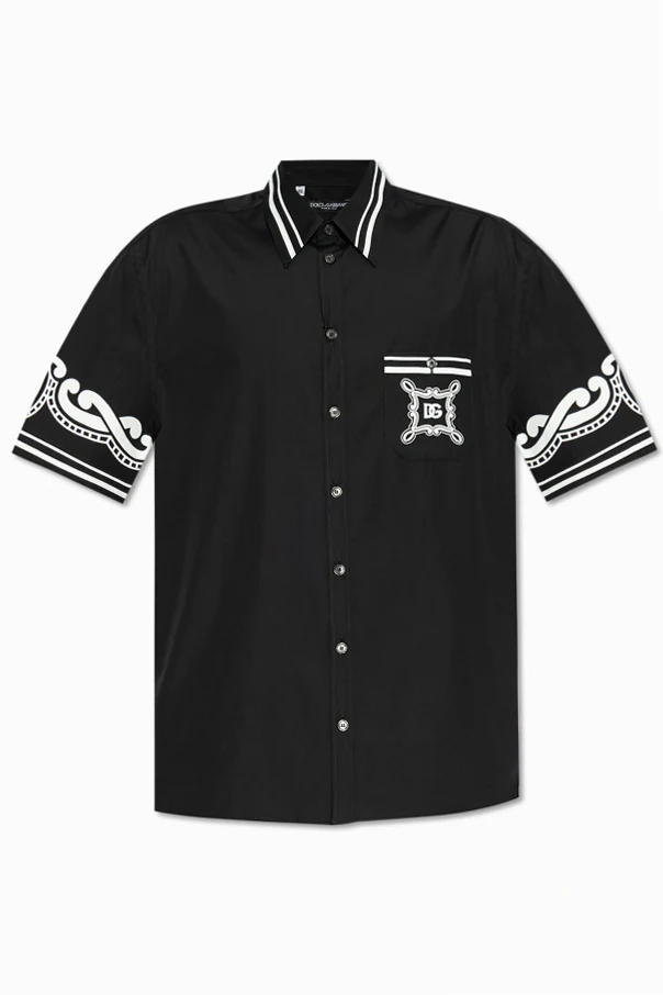 BLACK Patterned silk shirt
