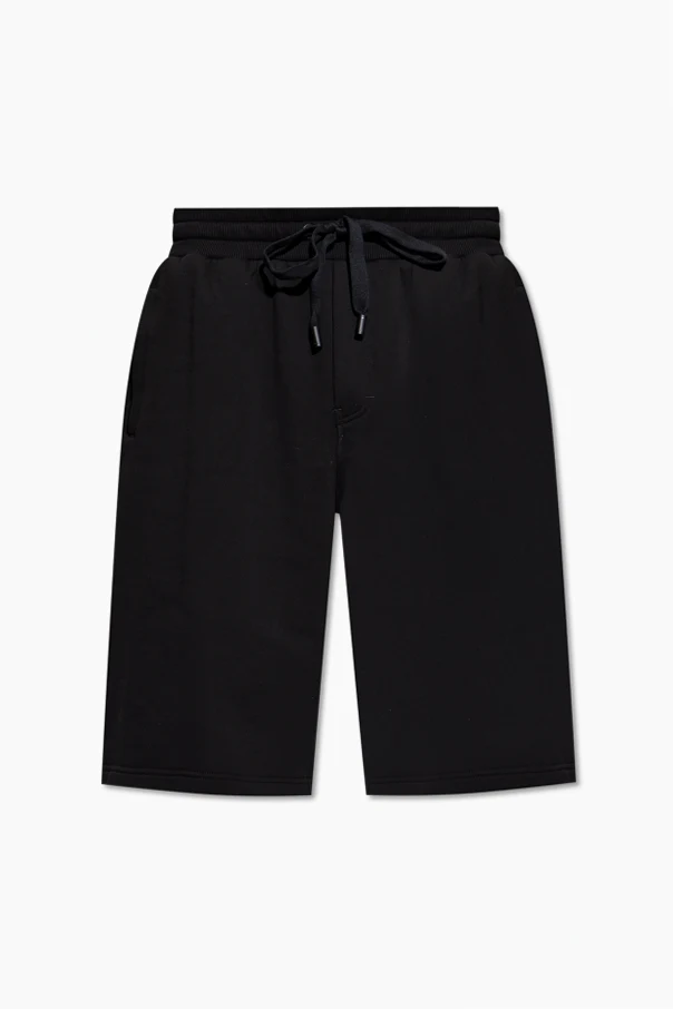 BLACK Cotton shorts with embossed logo