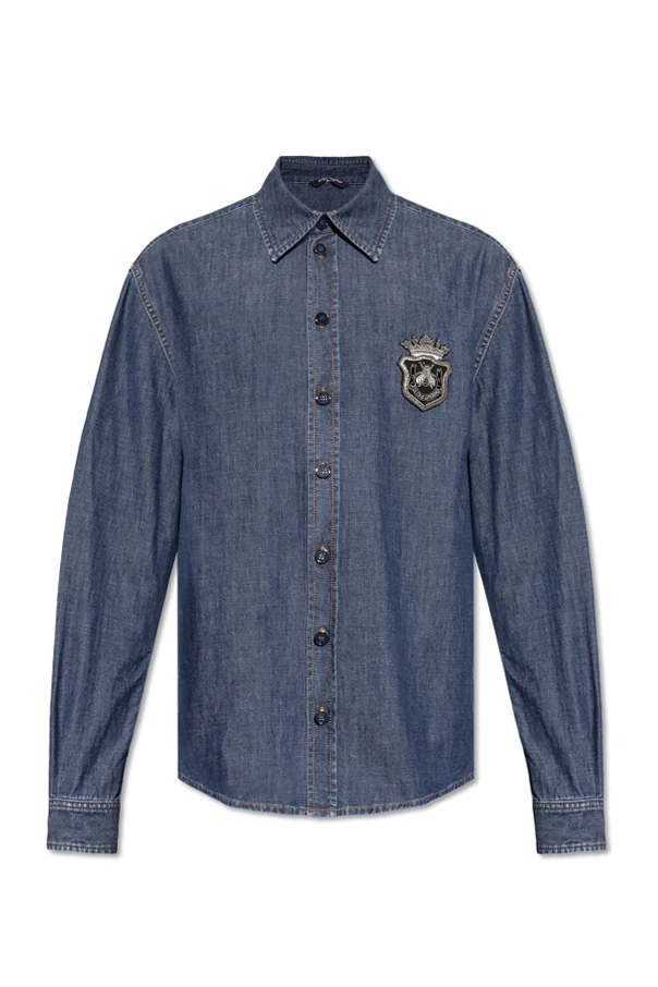 NAVY BLUE Denim shirt with appliqué