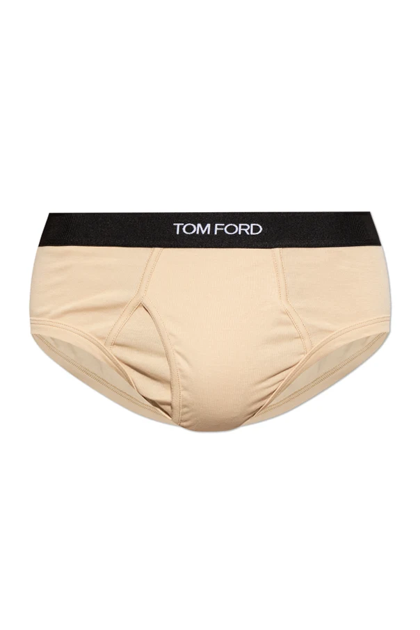 beige Cotton briefs with logo