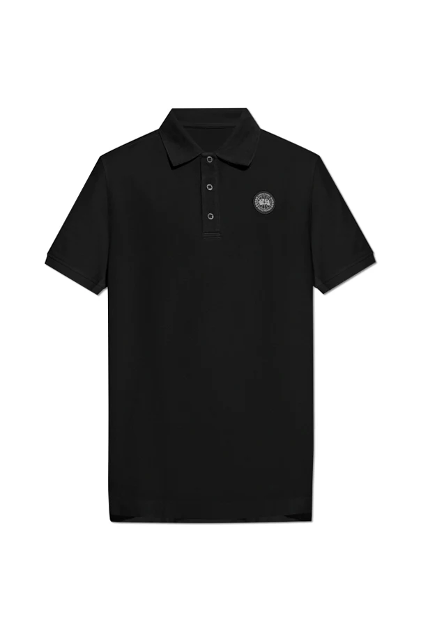 CZARNY Polo z naszywką z logo
