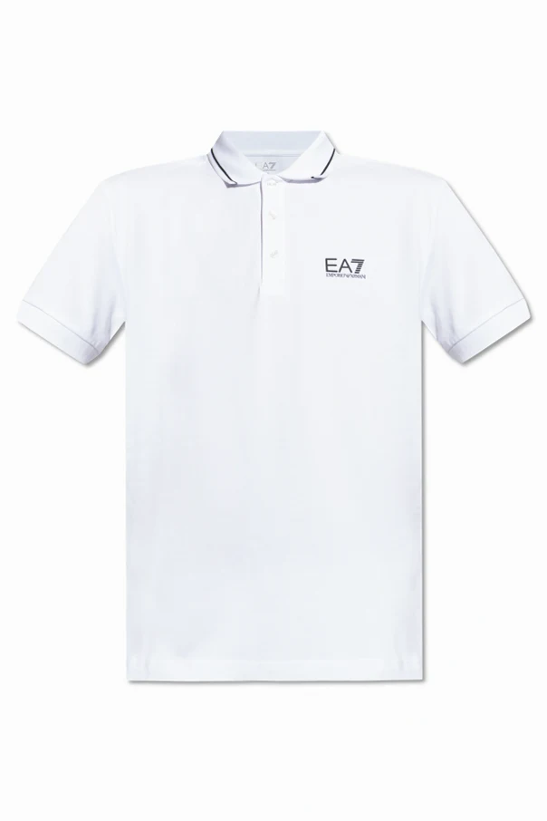 BIAŁY  Bawełniane polo z nadrukowanym logo