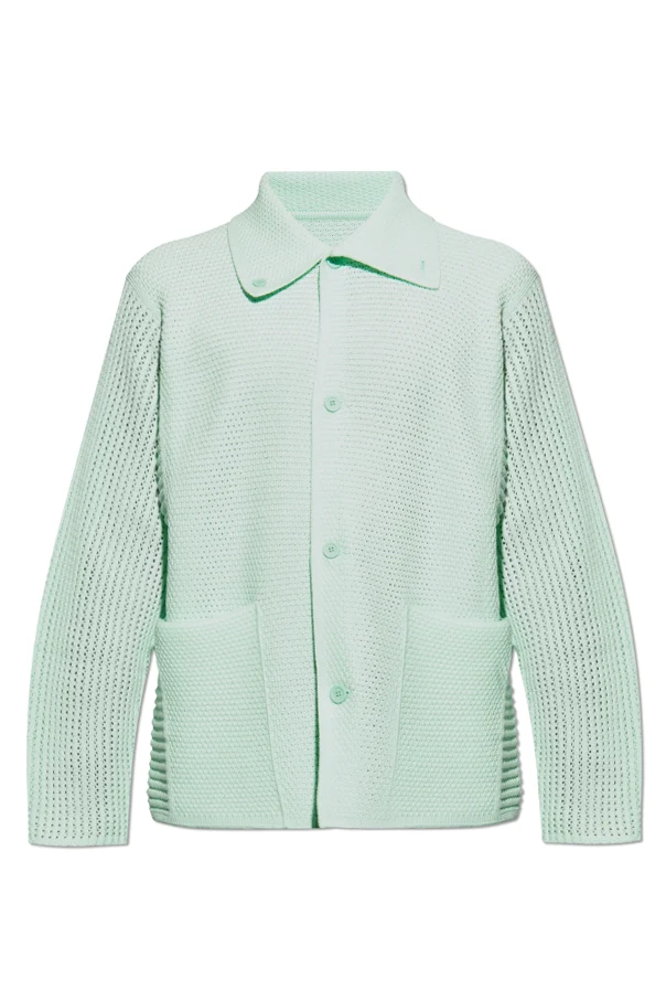 ZIELONY Kardigan z kołnierzem