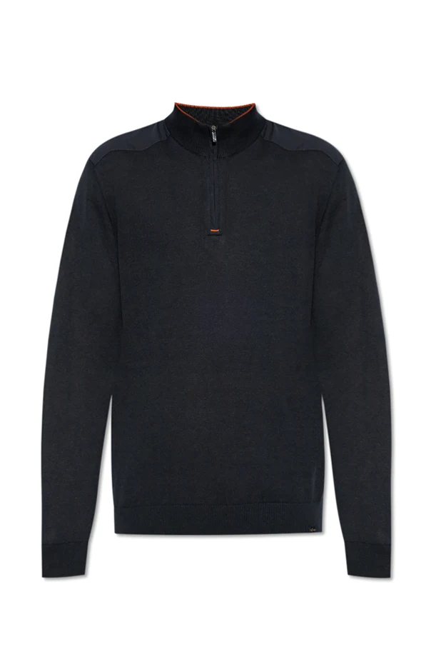 NAVY BLUE Sweater with zip-up collar