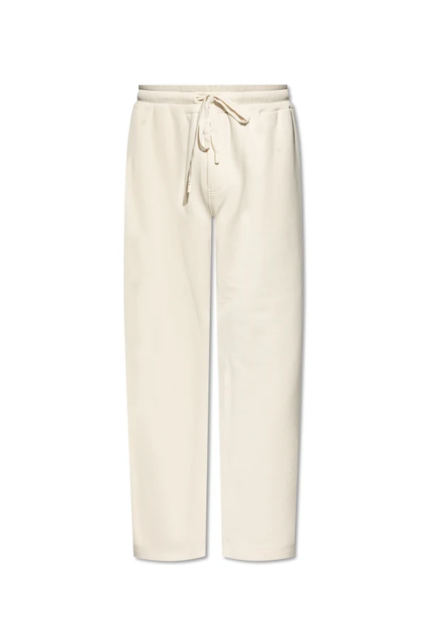 kremowy Spodnie dresowe z nogawkami o prostym kroju