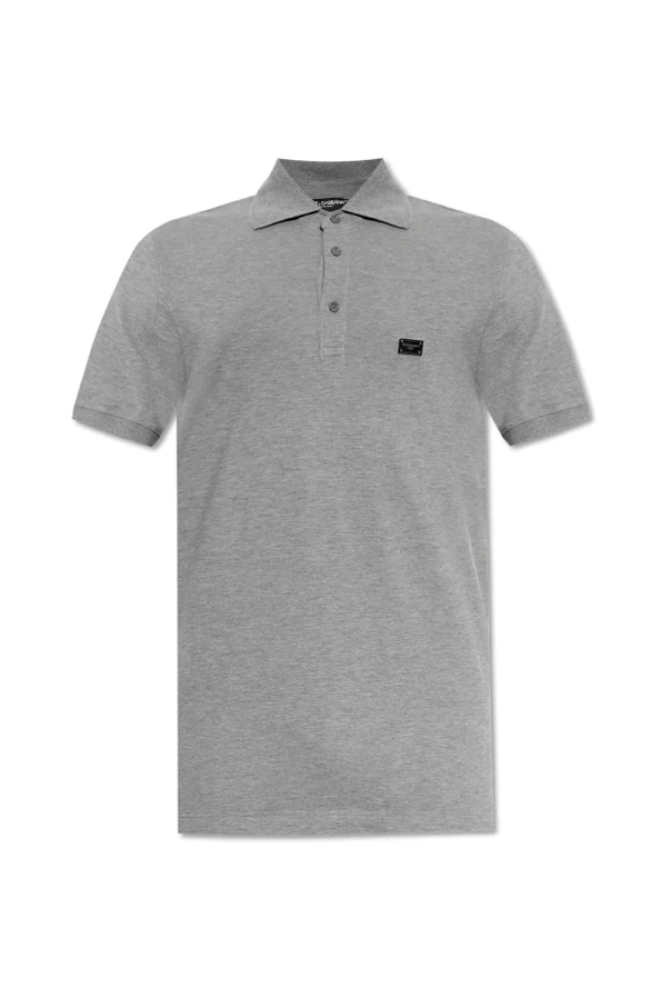 GREY Cotton polo with appliqué