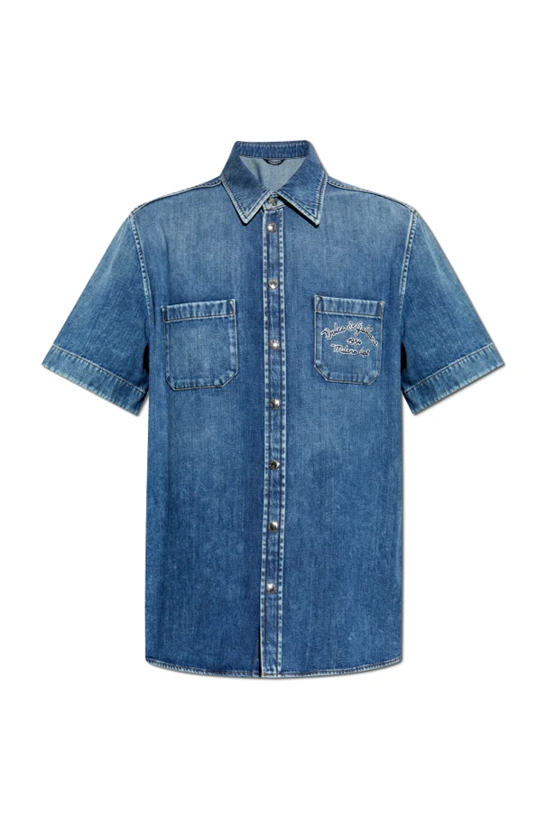 BLUE Denim shirt with short sleeves