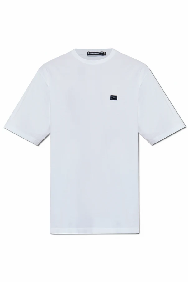 WHITE T-shirt with logo applique