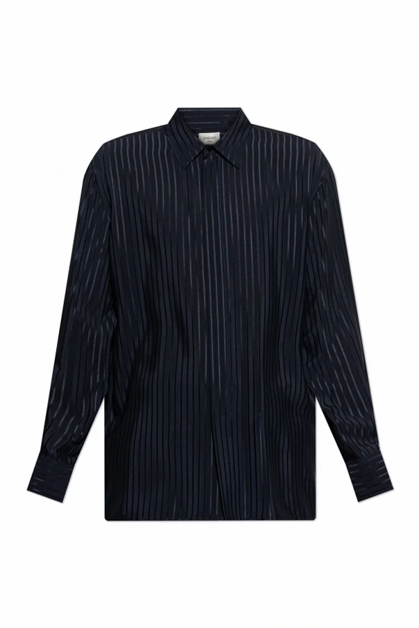MARINEBLAU Seidenhemd mit Streifenmuster